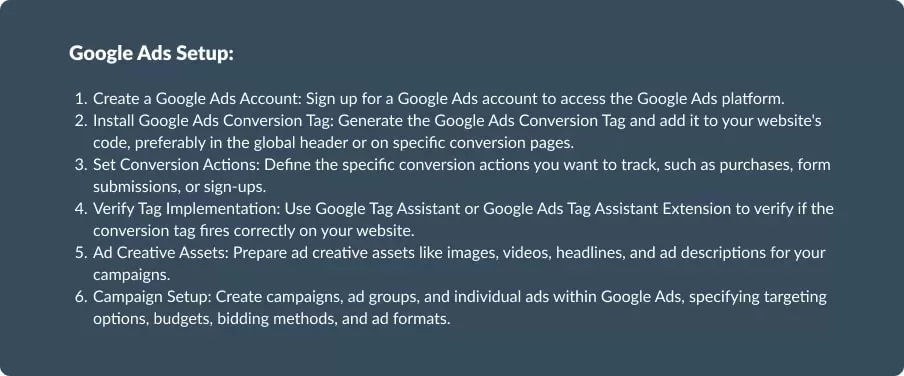 Detailed pProcess for Setting Up Technical Aspects in Google Ads
