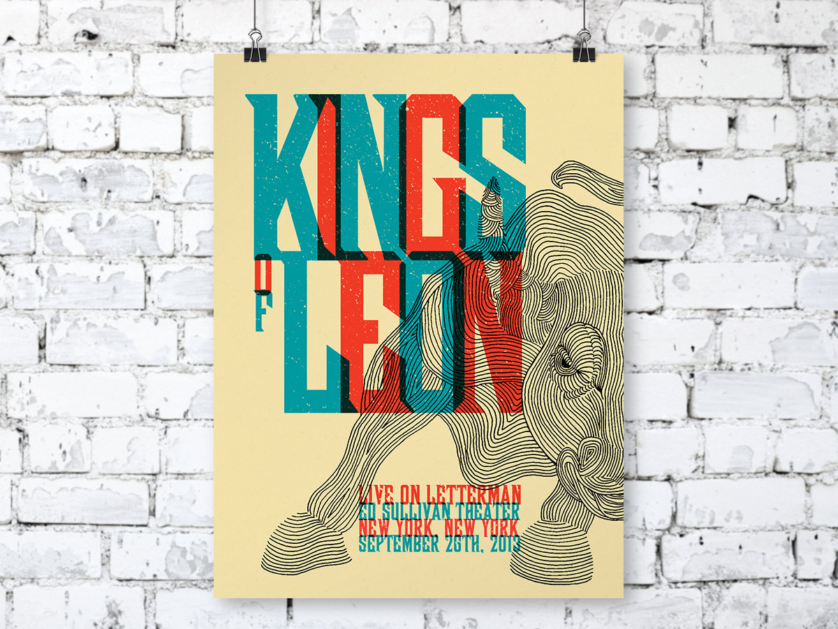 Kings of Leon Live on Letterman Gig Poster | Art, Design, and Conversion | Nate Azark | Matchcast Episode 16
