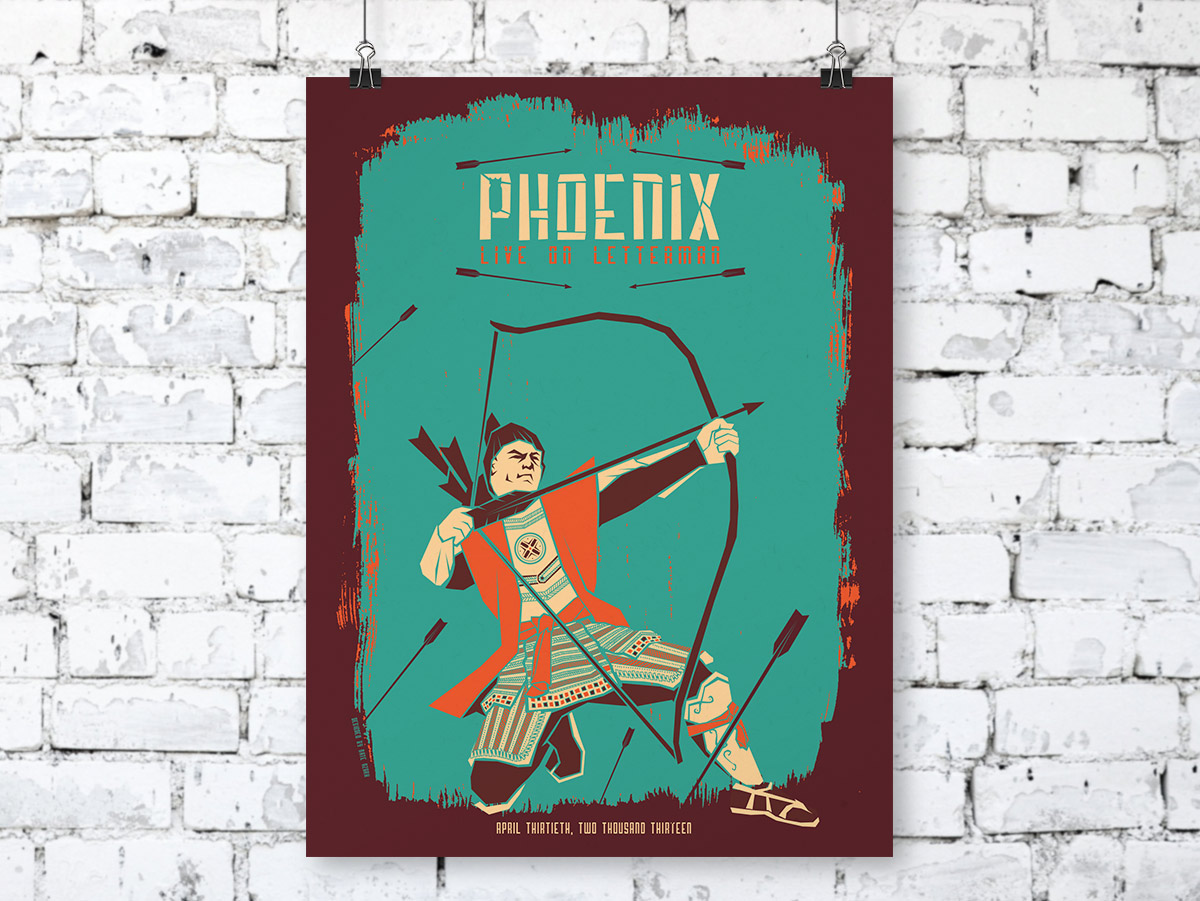 Phoenix Live on Letterman Gig Poster  | Art, Design, and Conversion | Nate Azark | Matchcast Episode 16