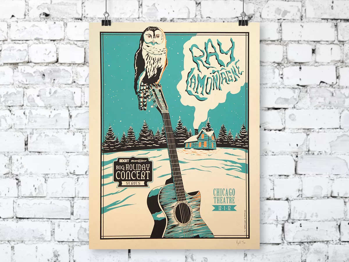 Ray Lamontagne Chicago Theater Gig-Poster | Art, Design, and Conversion | Nate Azark | Matchcast Episode 16