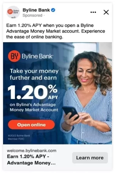 Byline Bank | Image ads: These ads include a single image and a brief description of the product, service, or promotion | Matchnode