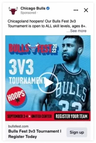 Chicago Bulls | Video ads: These ads use videos to showcase the brand’s products, services, or promotions | Matchnode