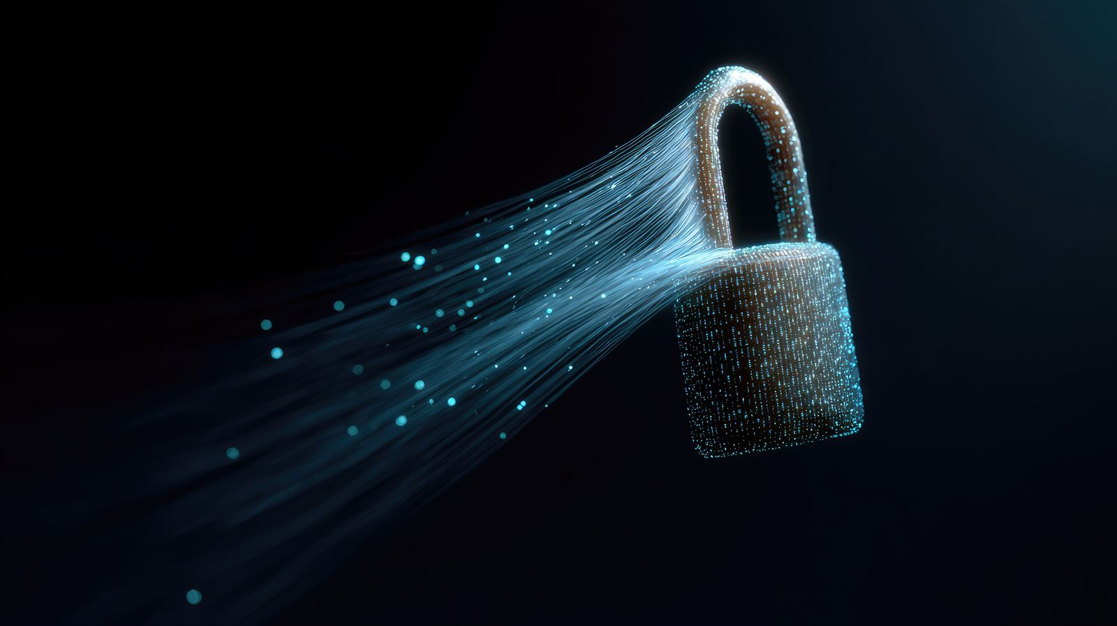 Abstract padlock with data flowing through it, signaling secure server-side tracking