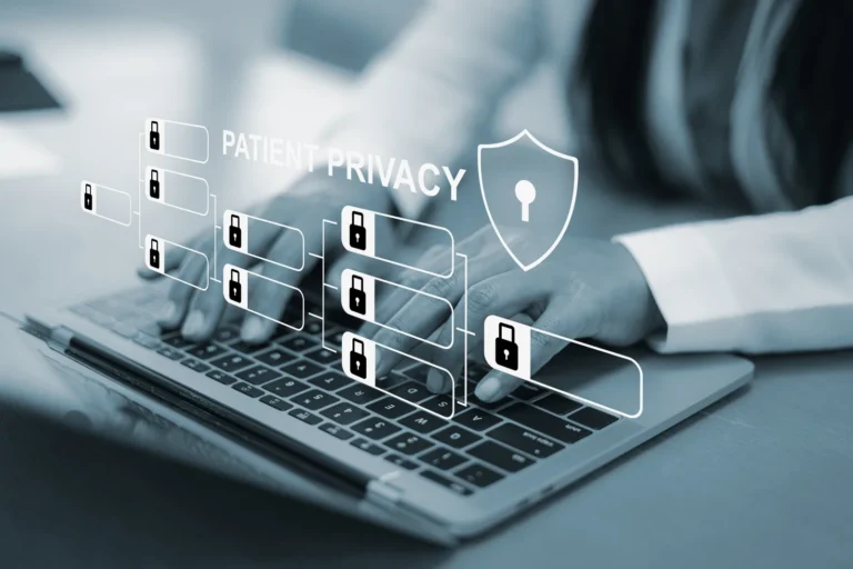 Privacy and compliance imagery for Google healthcare ads across Search, Performance Max, Demand Gen, and YouTube
