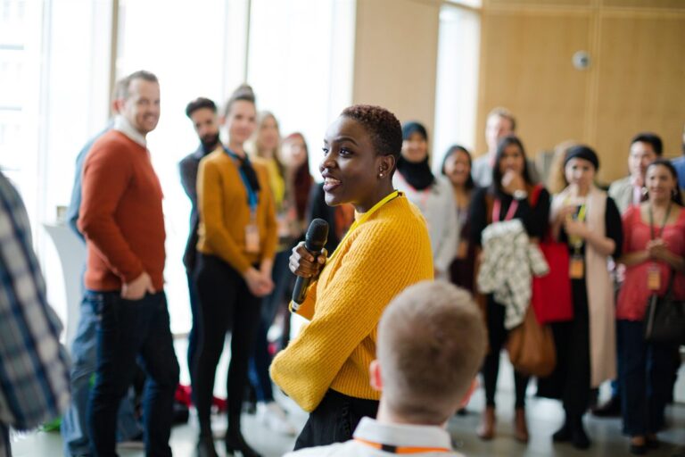 Patients gathered at a healthcare practice open house event